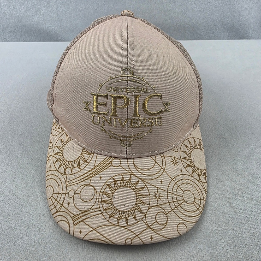 Universal Studios Epic Universe Logo Ivory Epic Emblem Ponytail Hat Adjustable